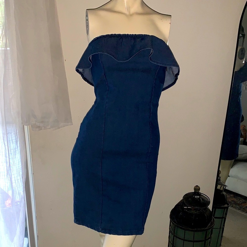 Blue Jean Strapless Dress